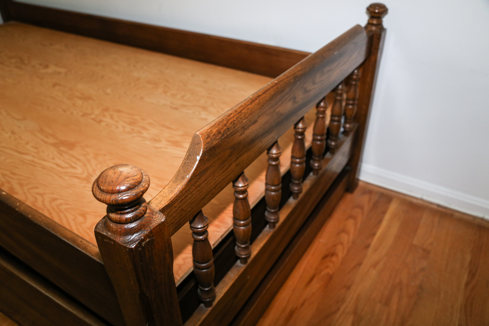 Vintage Oak Trundle Bed