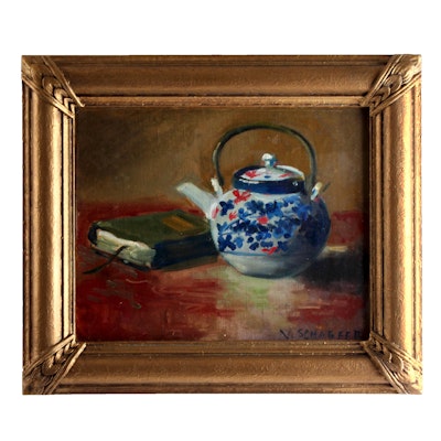 V. Schaefer Signed Still Life Oil Painting V. Schaefer Signed Still Life Oil Painting