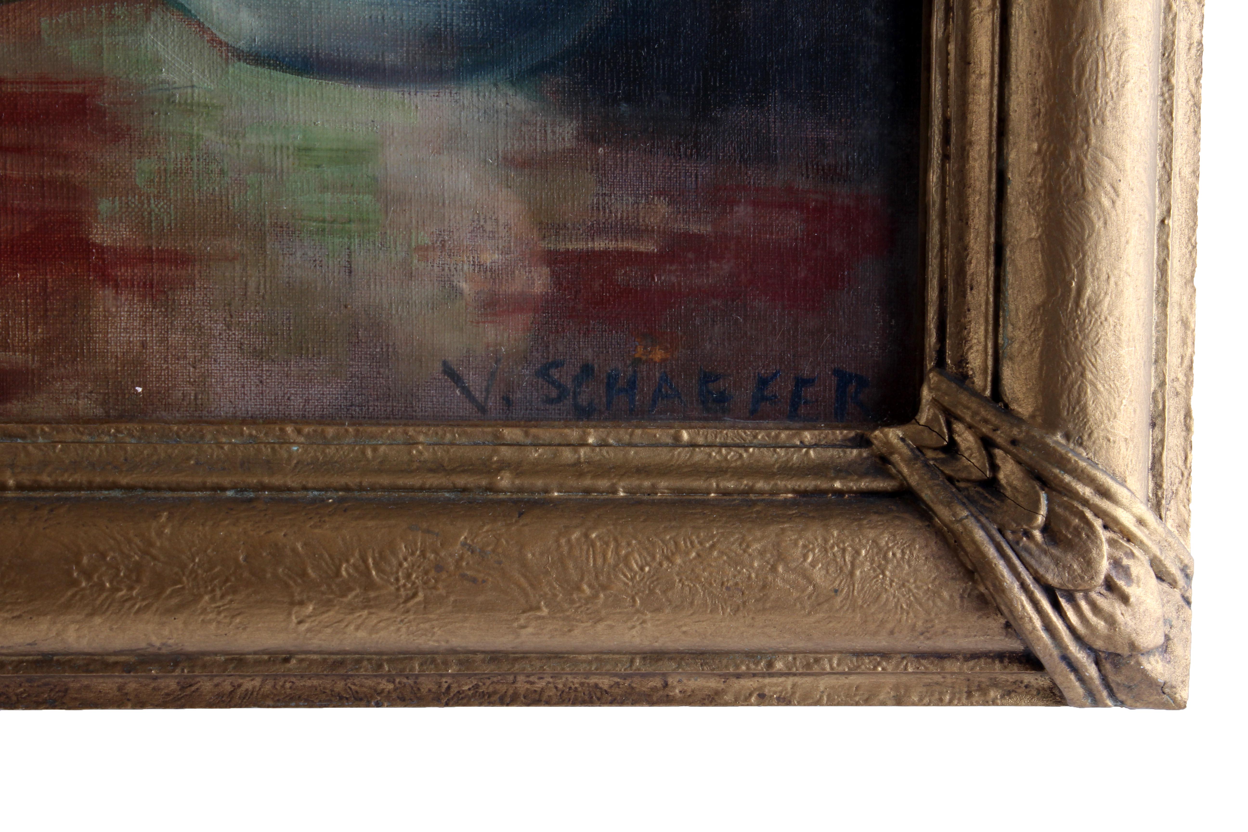 V. Schaefer Signed Still Life Oil Painting