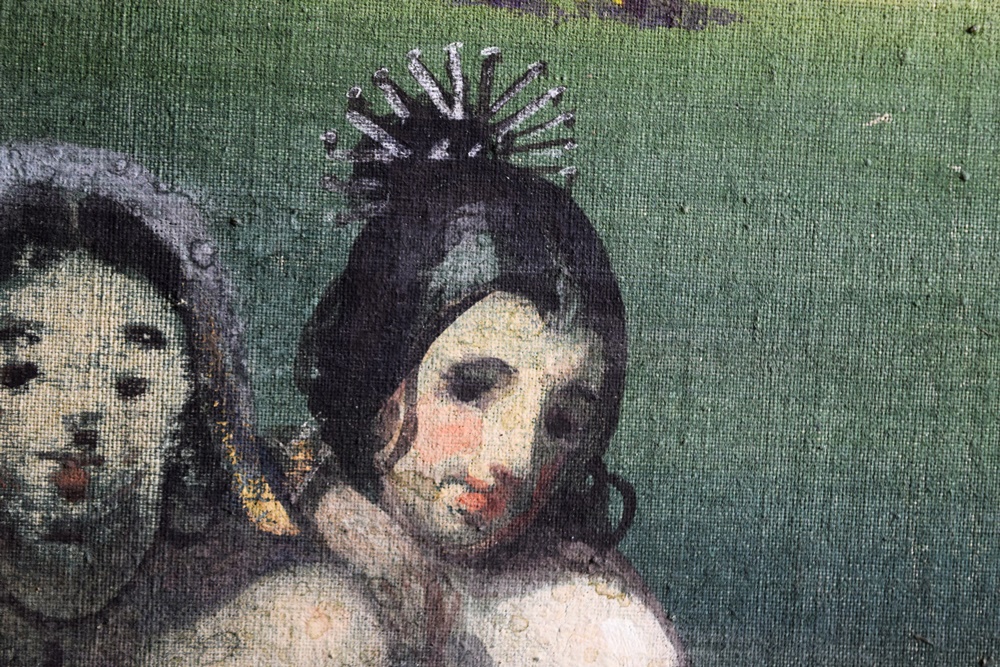 20th Century Four Panel Hand Painted Canvas Screen