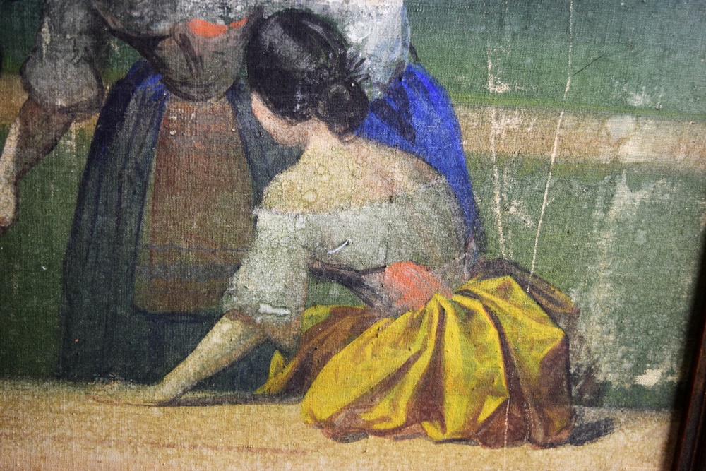 20th Century Four Panel Hand Painted Canvas Screen