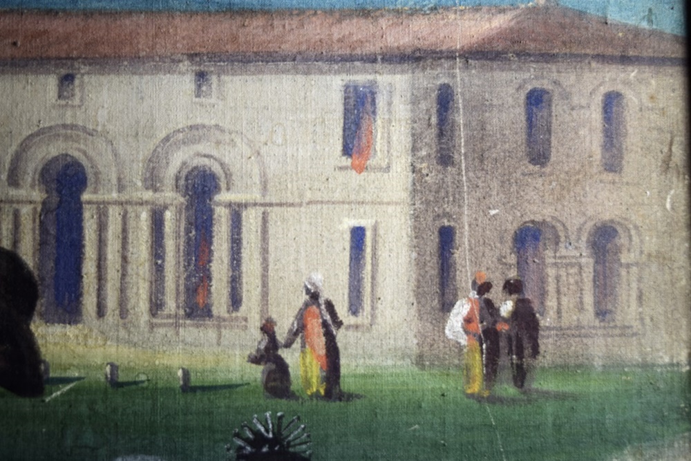 20th Century Four Panel Hand Painted Canvas Screen