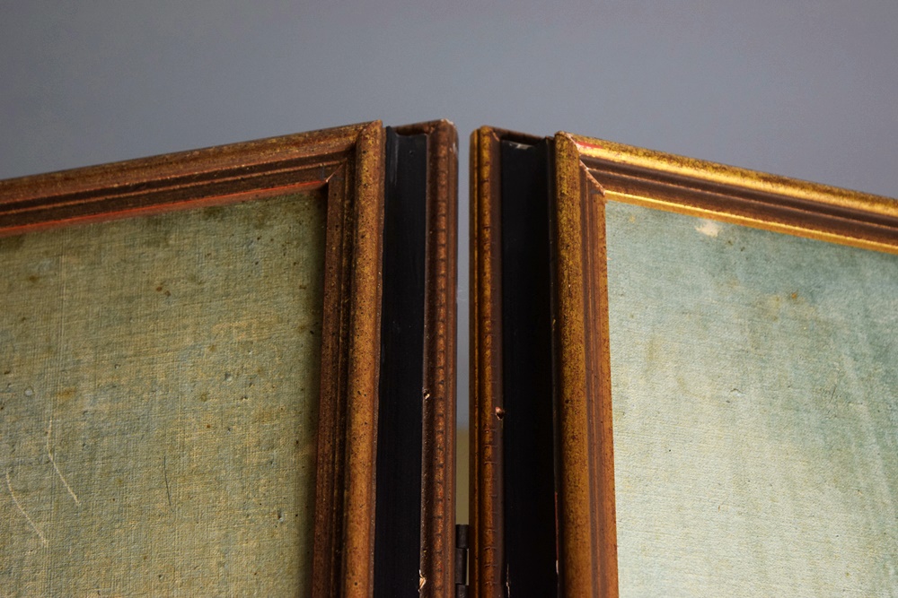 20th Century Four Panel Hand Painted Canvas Screen