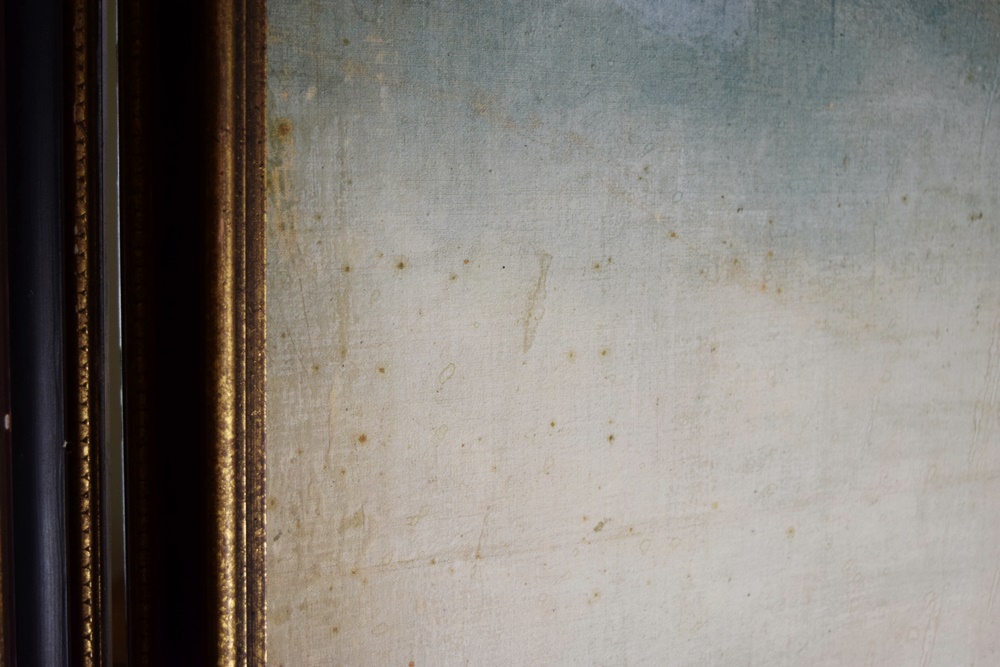 20th Century Four Panel Hand Painted Canvas Screen