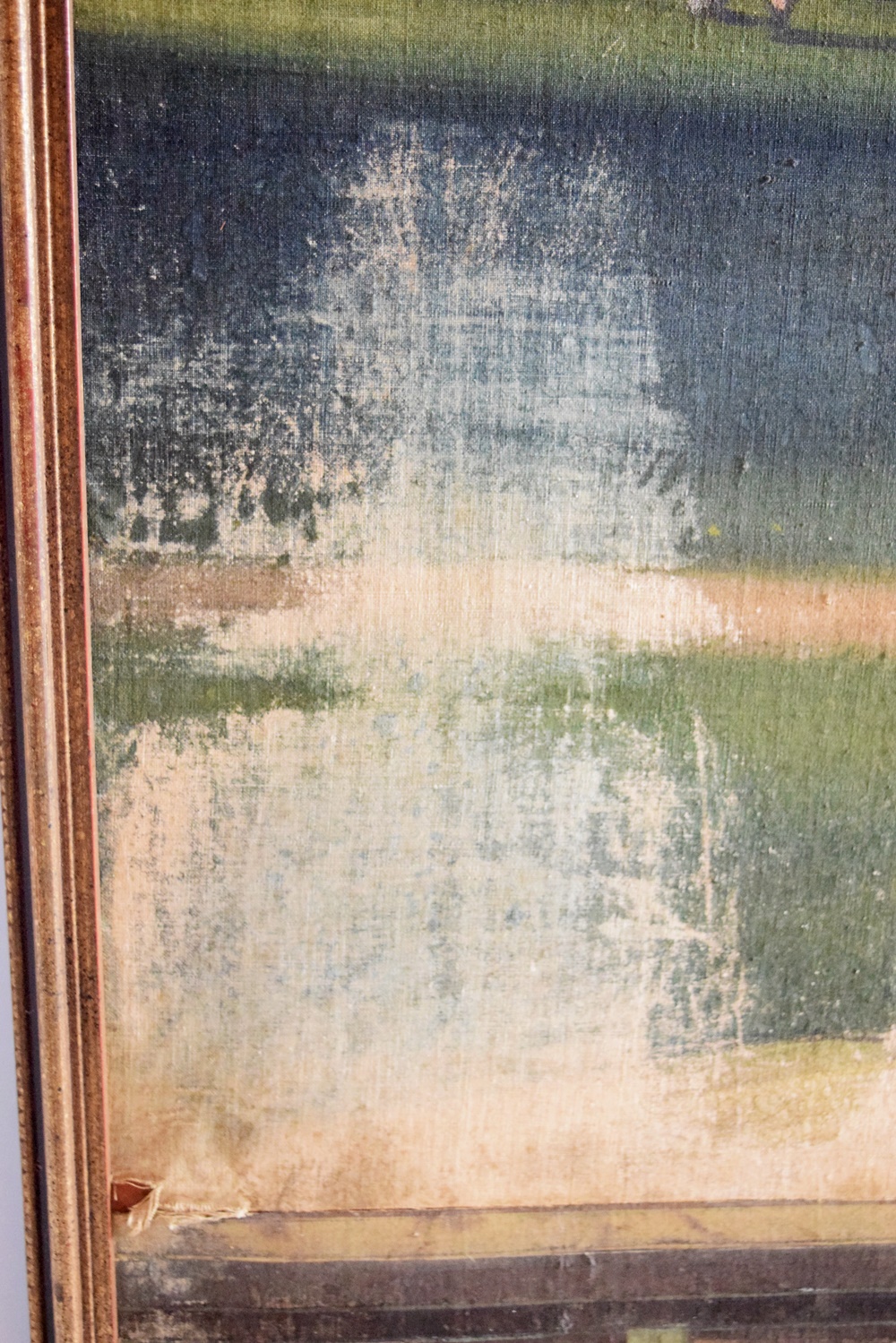 20th Century Four Panel Hand Painted Canvas Screen