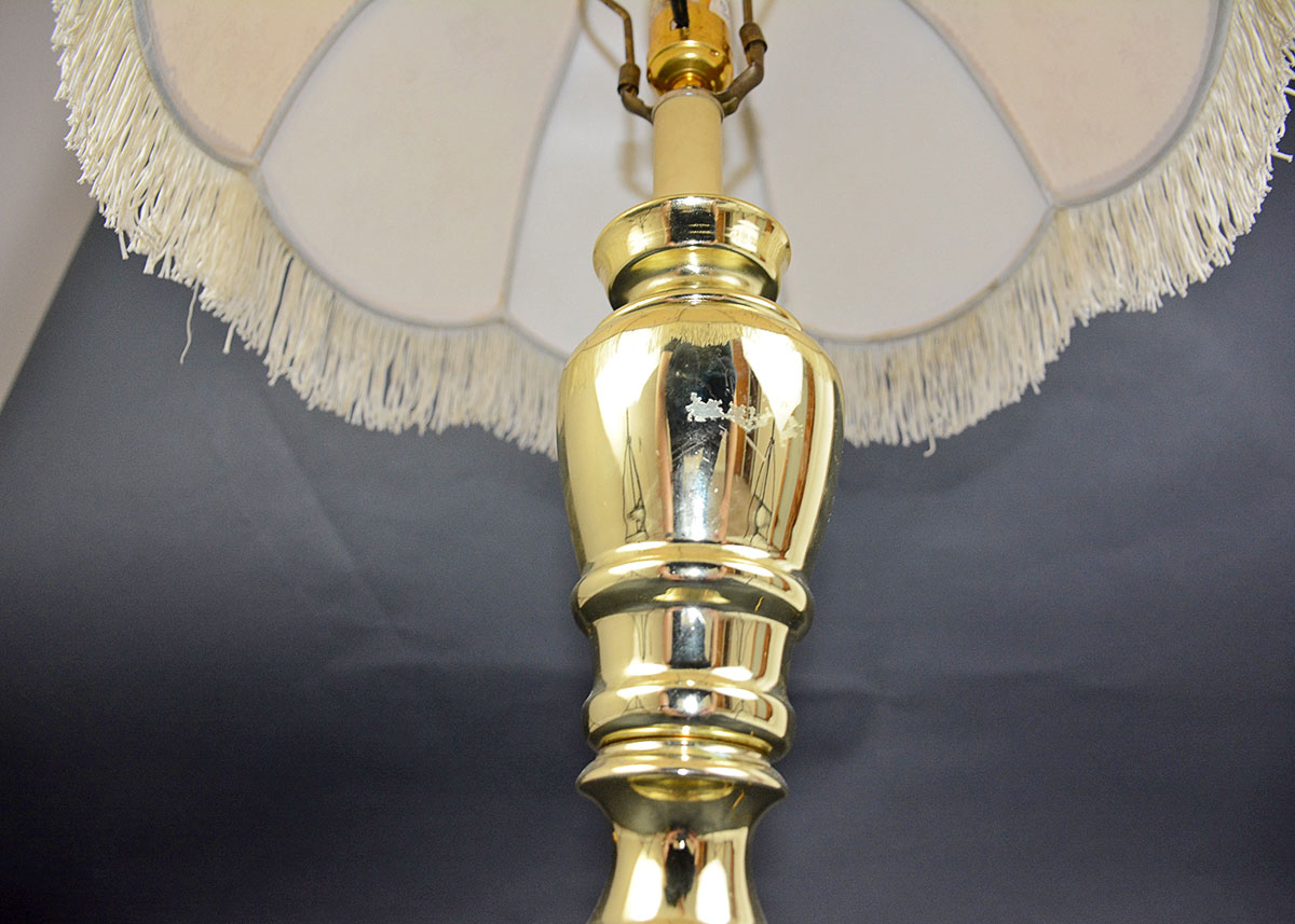 Brass Table Lamp with Fringe Shade