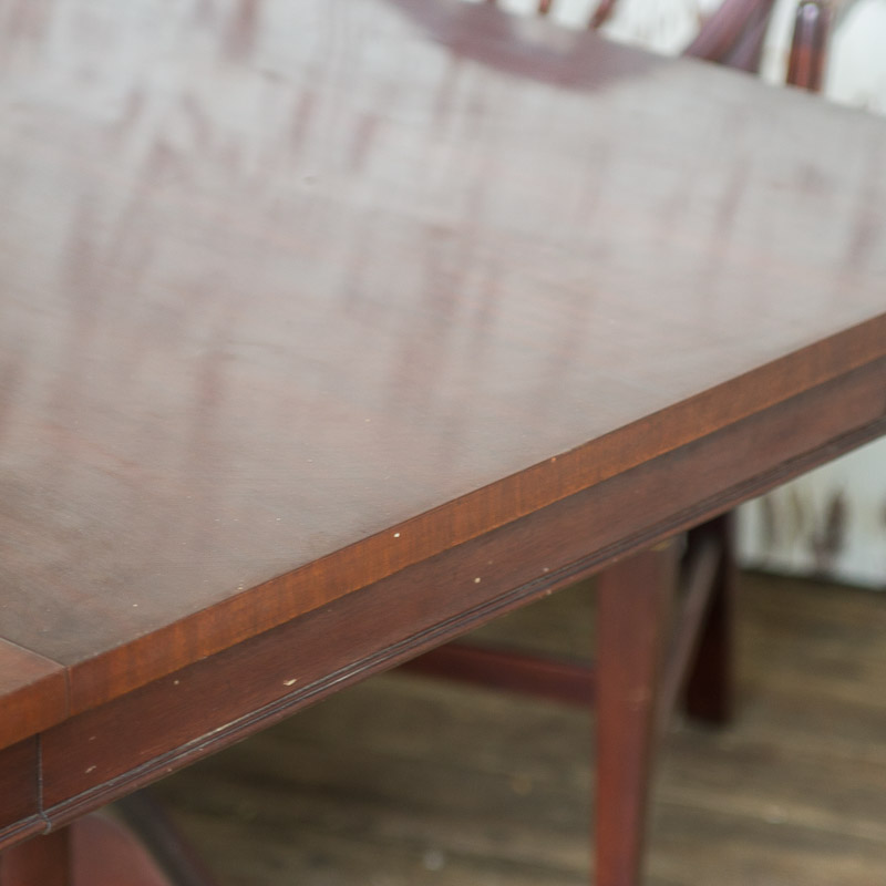 Vintage Sheraton Style Pedestal Dining Table and Chairs