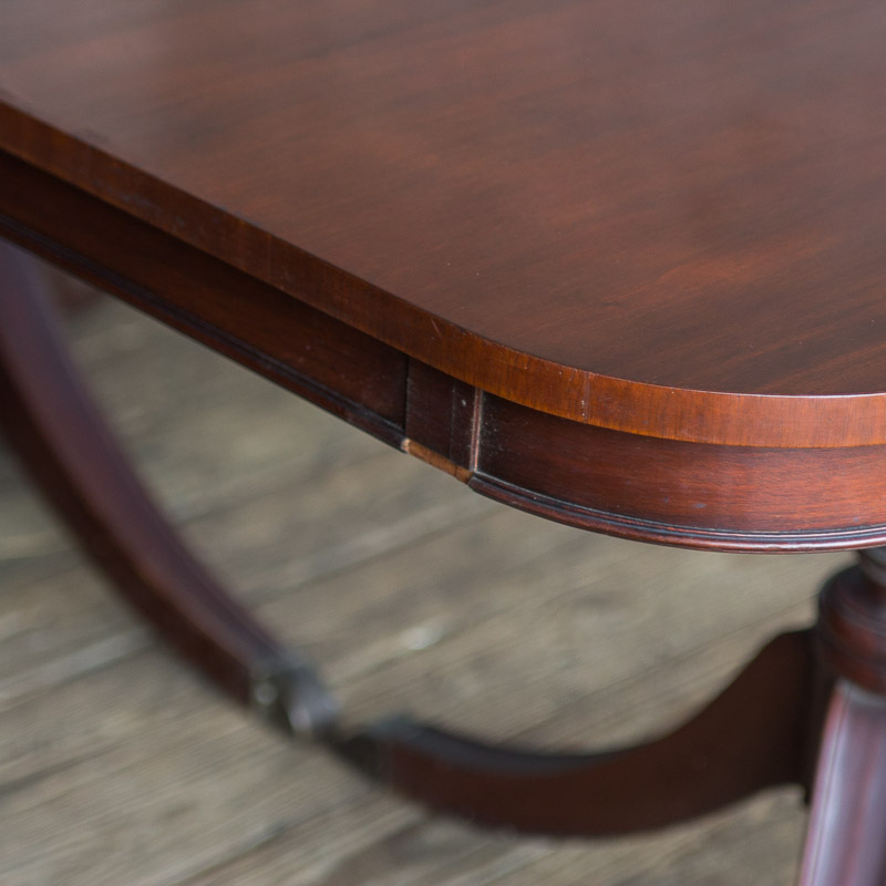 Vintage Sheraton Style Pedestal Dining Table and Chairs