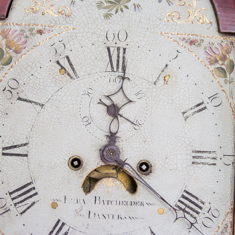 Circa 1810 Federal Mahogany Longcase Clock by Ezra Batchelder