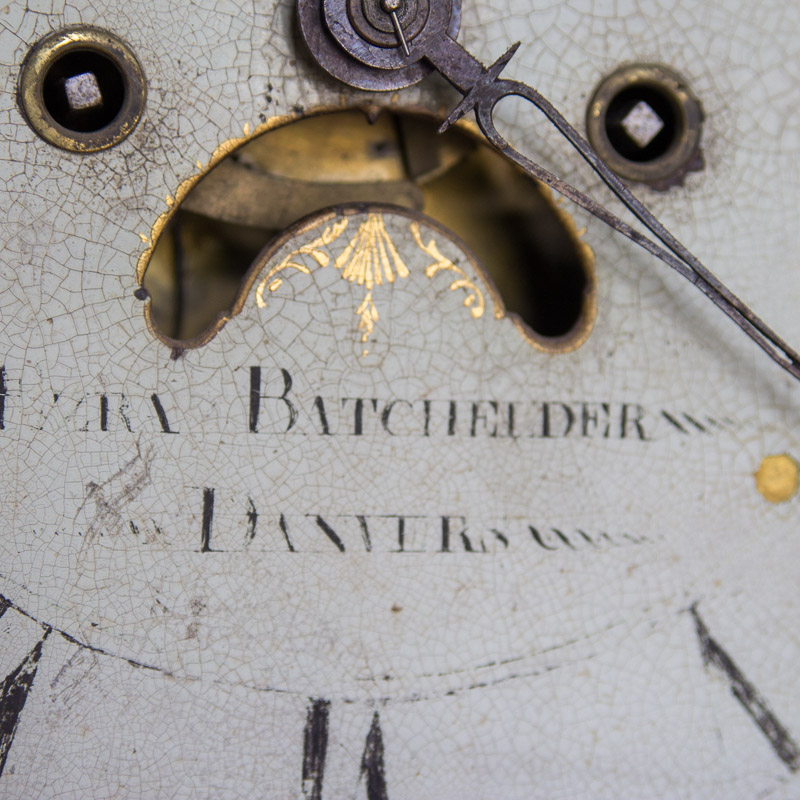 Circa 1810 Federal Mahogany Longcase Clock by Ezra Batchelder