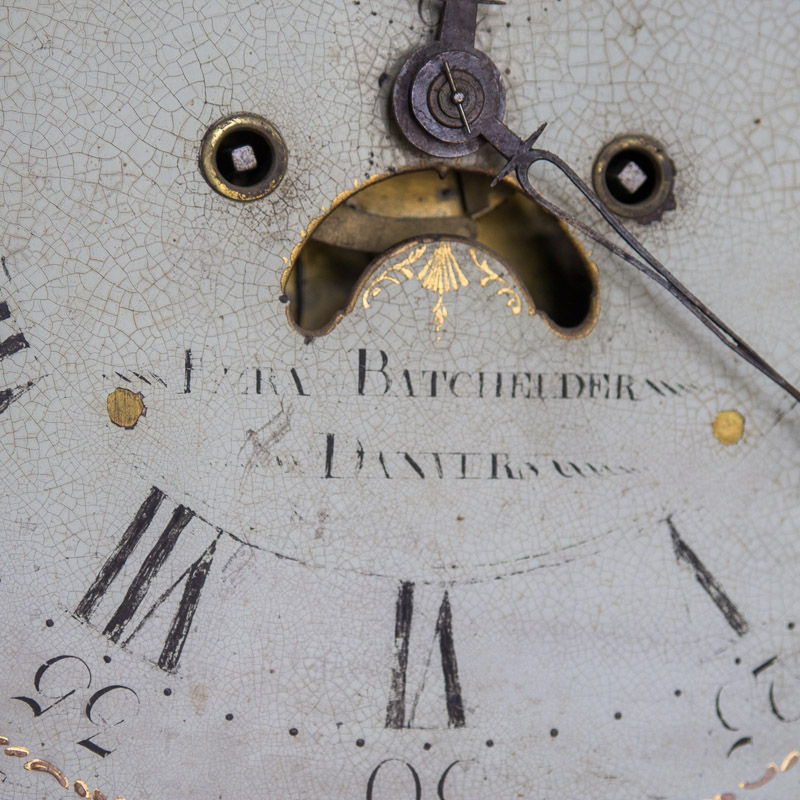 Circa 1810 Federal Mahogany Longcase Clock by Ezra Batchelder