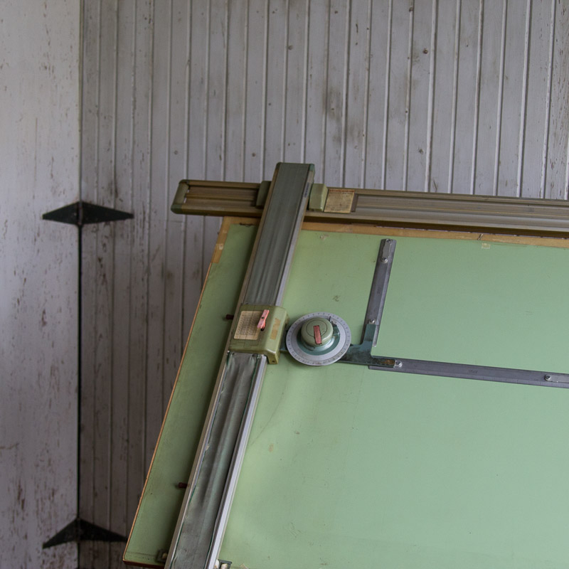 Vintage Hamilton Adjustable Top Drafting Table with Vemco Strait Edge Machine