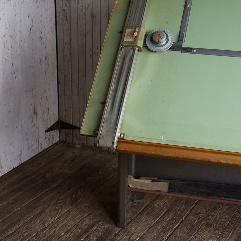 Vintage Hamilton Adjustable Top Drafting Table with Vemco Strait Edge Machine