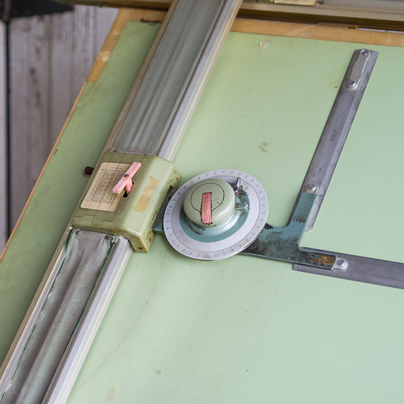 Vintage Hamilton Adjustable Top Drafting Table with Vemco Strait Edge Machine