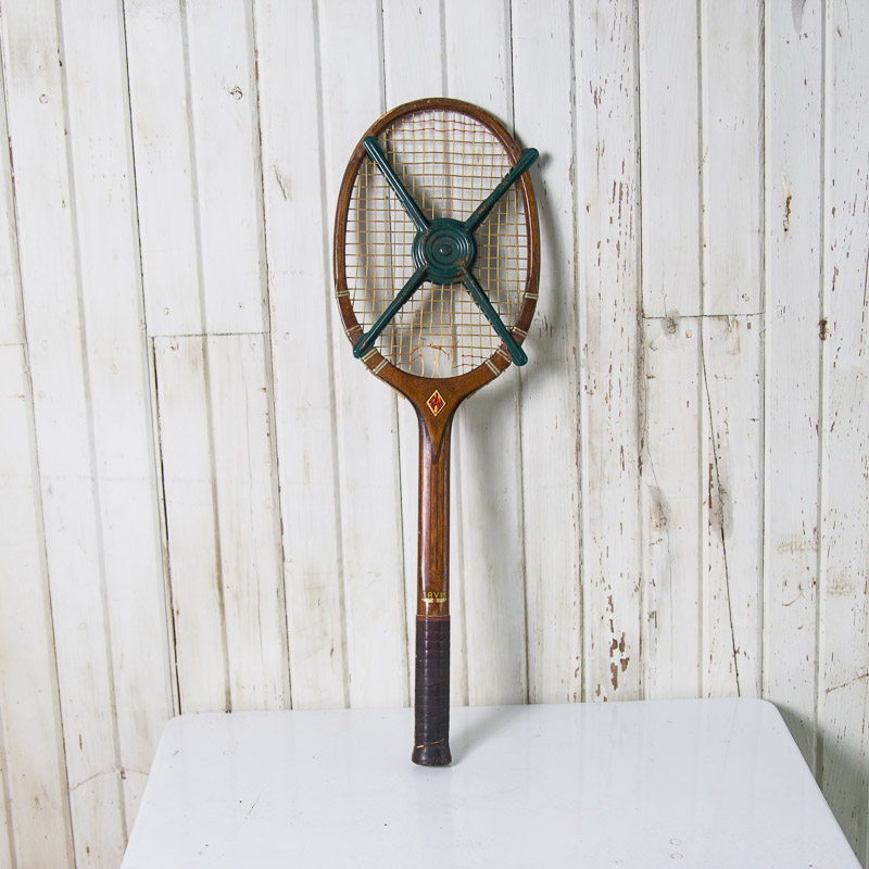 Vintage Davis "Silver Streak" Racquet and Pennsylvania Centre Court Tennis Ball Can