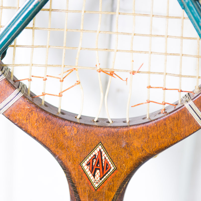 Vintage Davis "Silver Streak" Racquet and Pennsylvania Centre Court Tennis Ball Can