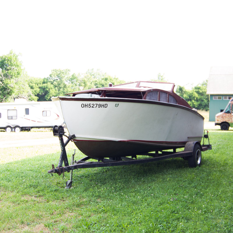 1956 Handcrafted Cuddy Cabin Boat with 110 HP Volvo Engine and Trailer