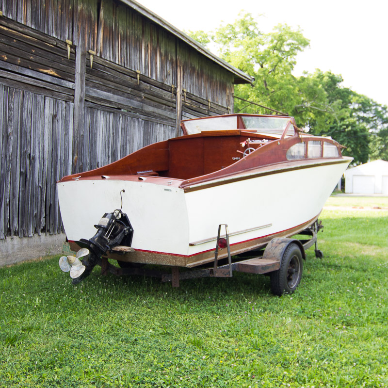 1956 Handcrafted Cuddy Cabin Boat with 110 HP Volvo Engine and Trailer