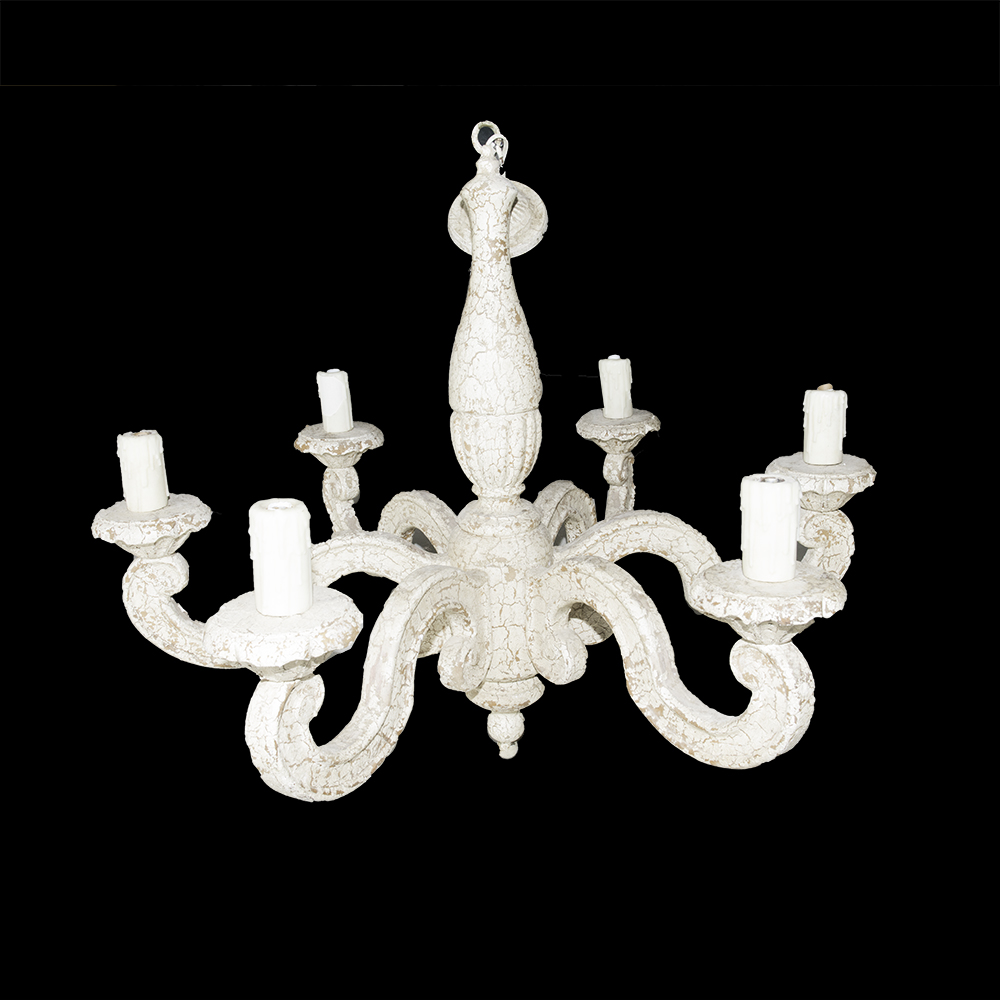 Baroque Style Distressed Wood Chandelier