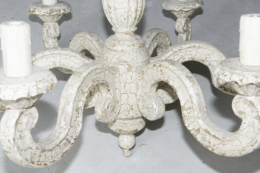 Baroque Style Distressed Wood Chandelier