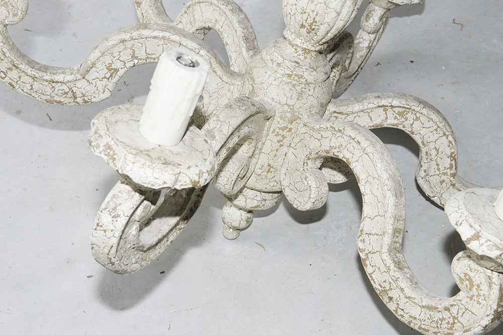 Baroque Style Distressed Wood Chandelier