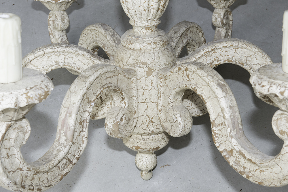 Baroque Style Distressed Wood Chandelier