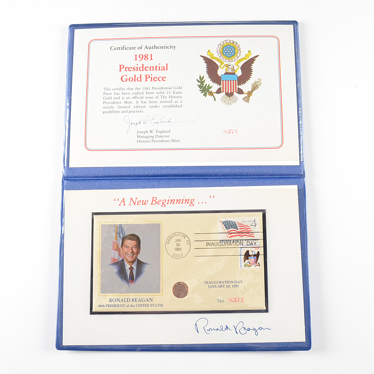 1981 Presidential Gold Piece commemorating Ronald Reagan's Inauguration day