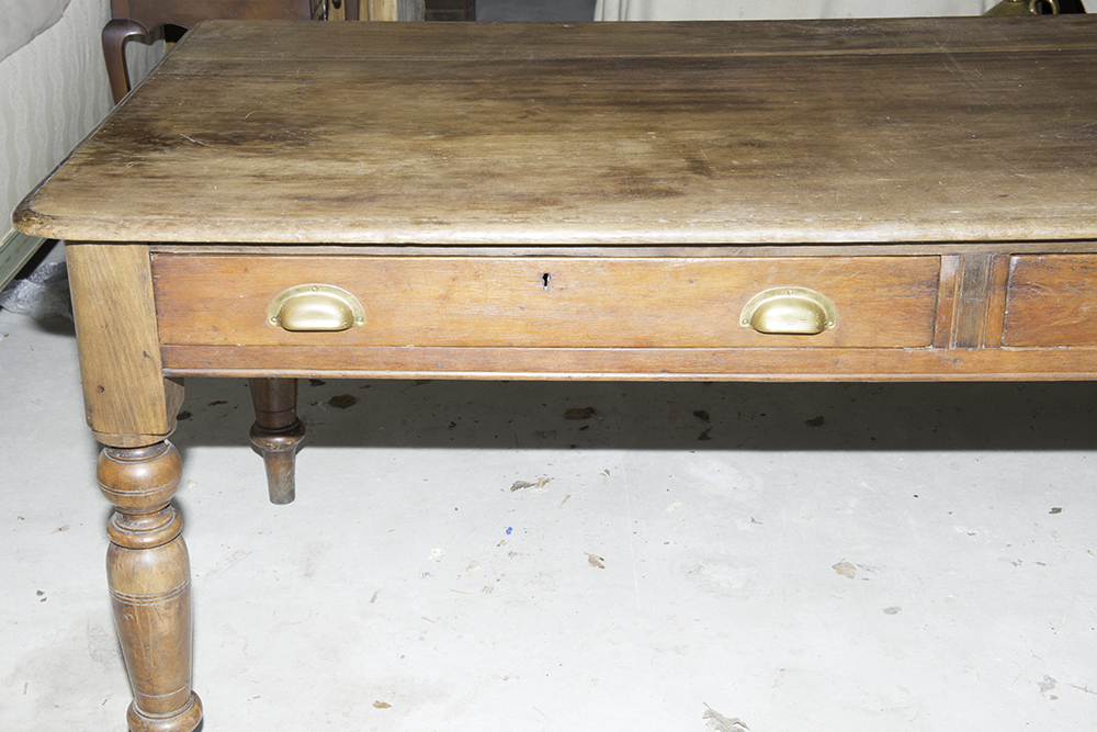Large English Country Walnut Work Table