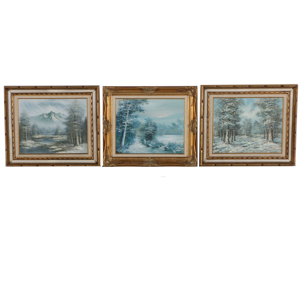 Trio of Scenic Oil Paintings