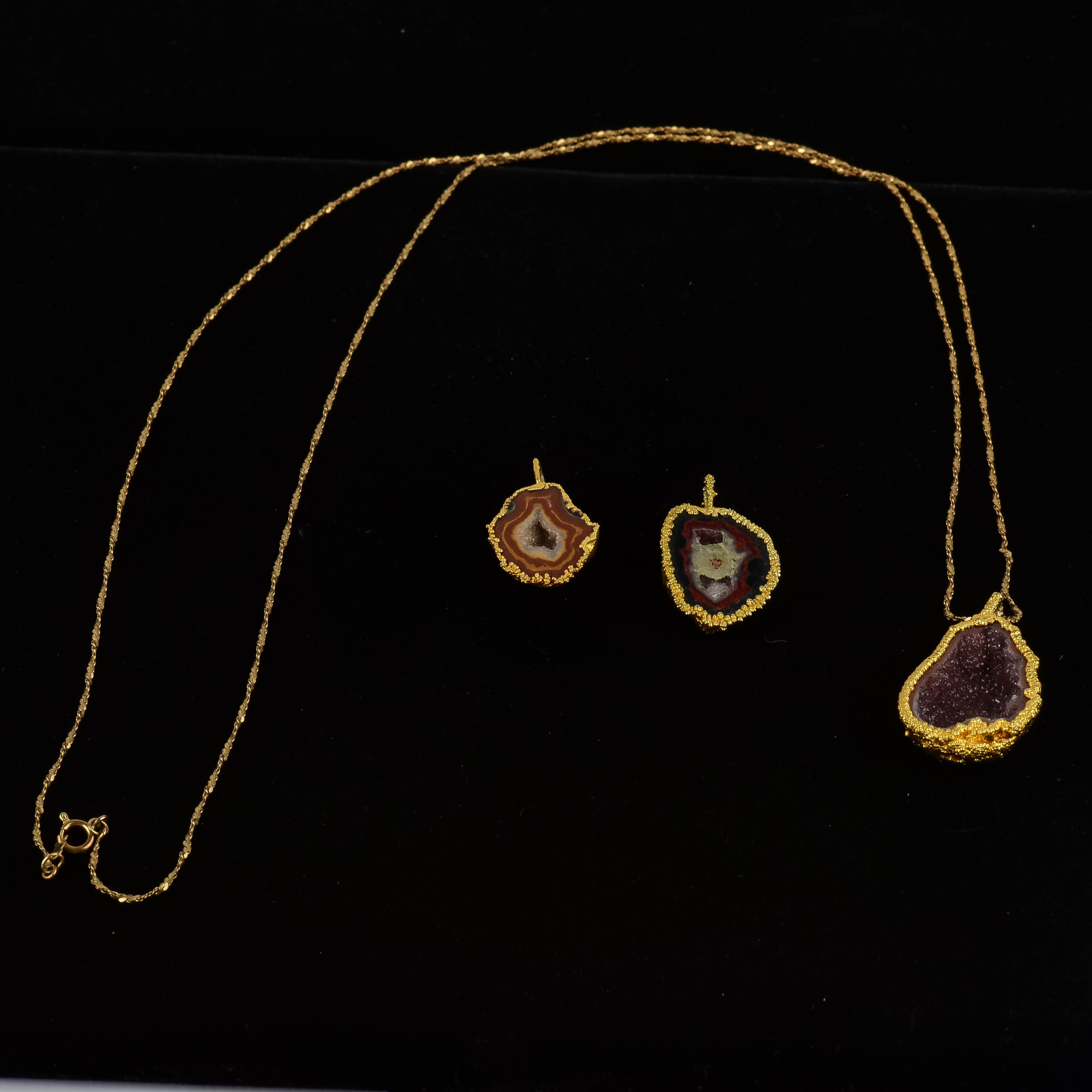 Geode Necklace and Pendant Trio