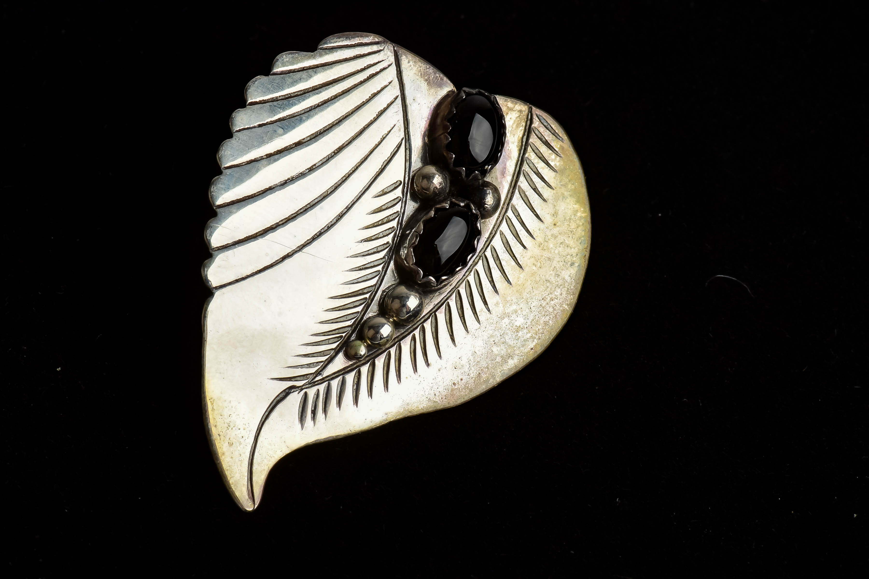 Pair of Sterling Silver and Onyx Earrings