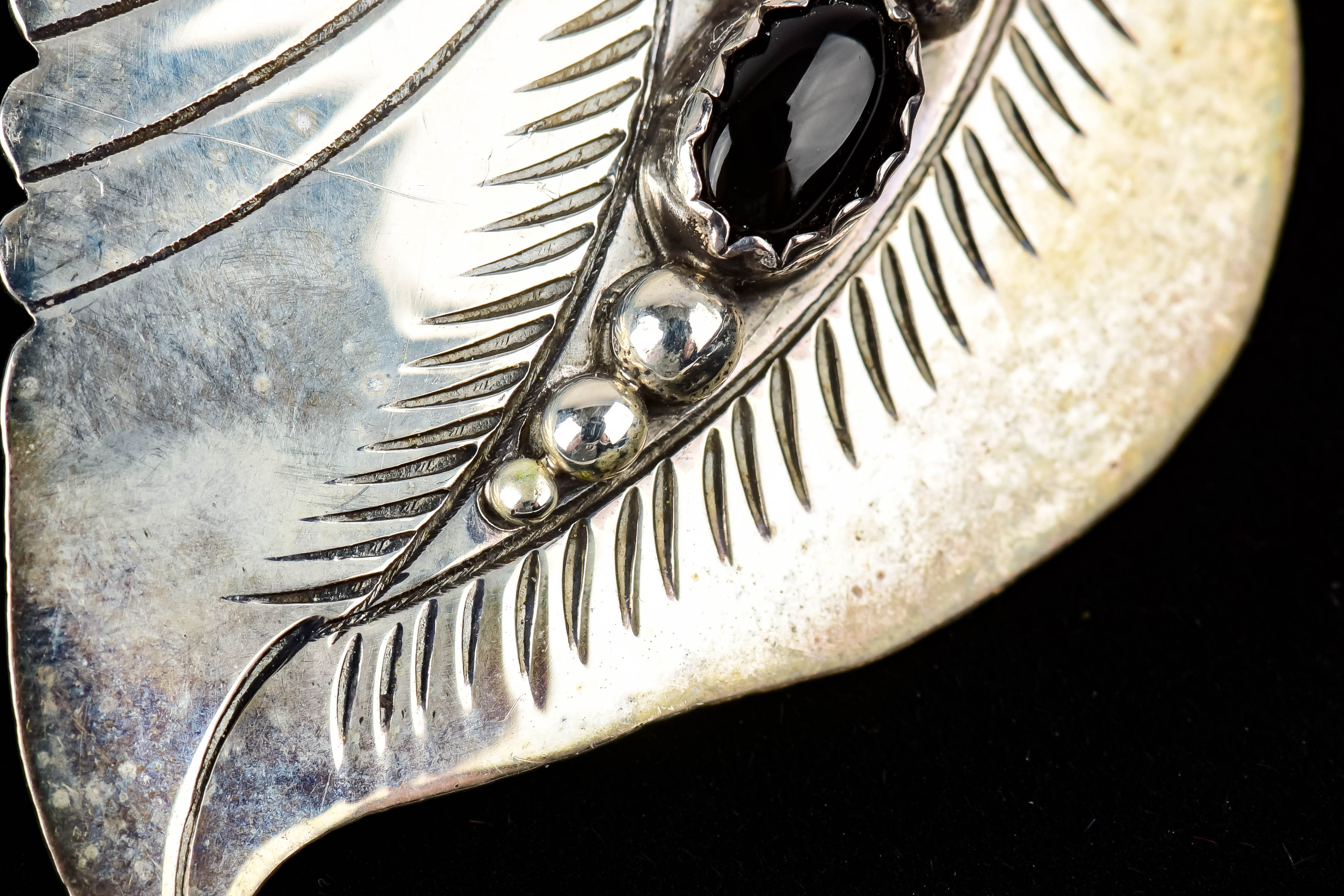 Pair of Sterling Silver and Onyx Earrings