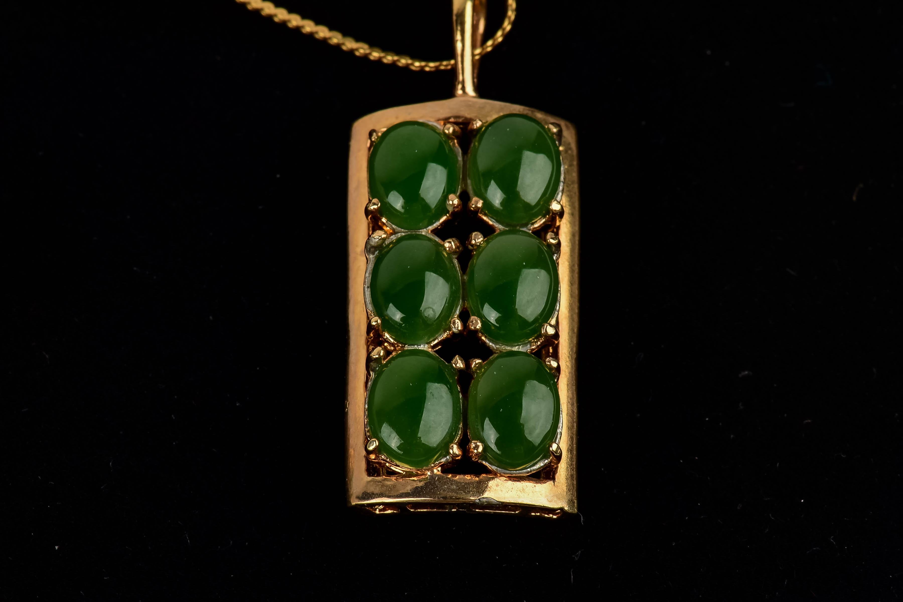 Gold and Jade Pendant and Earring Set