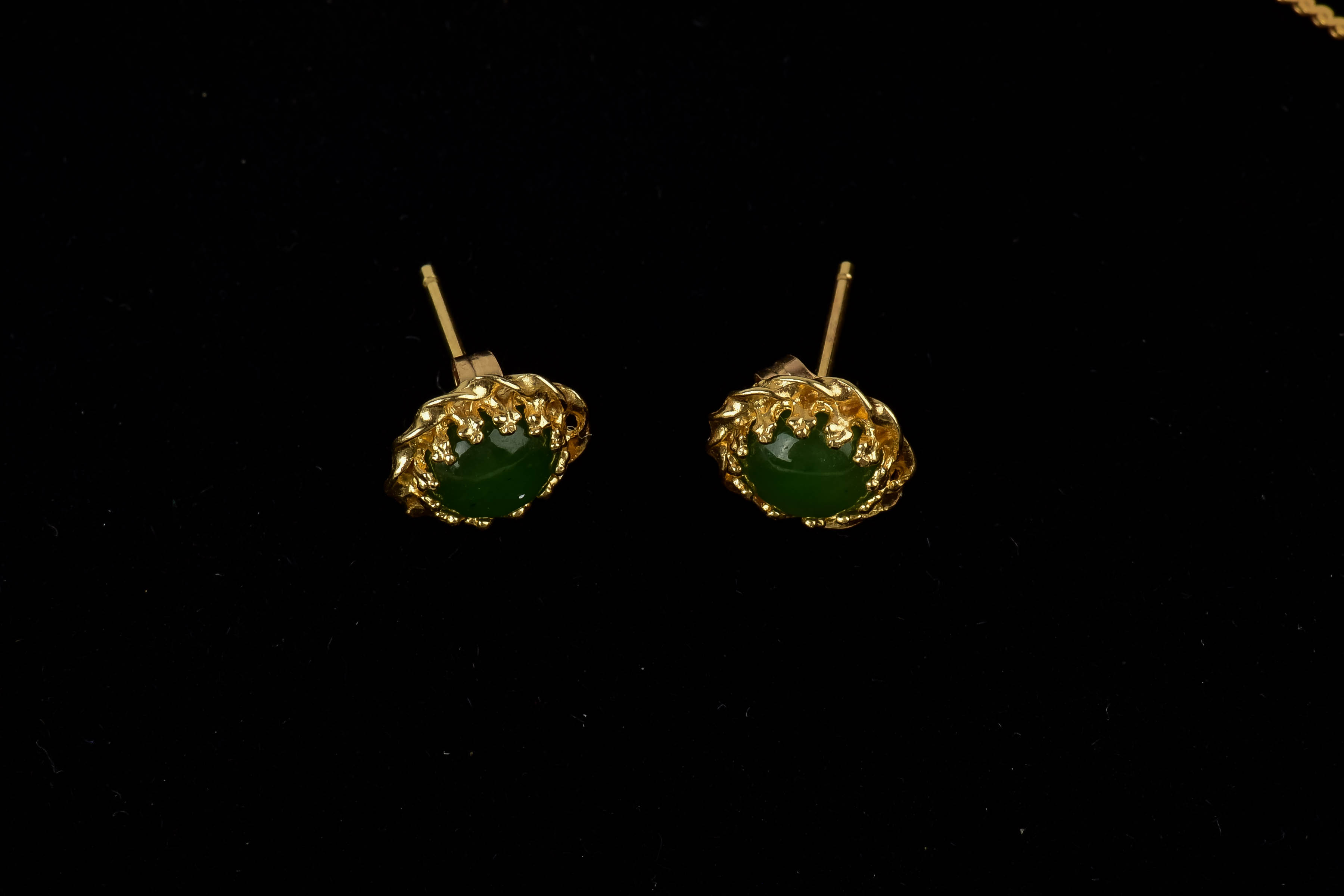 Gold and Jade Pendant and Earring Set