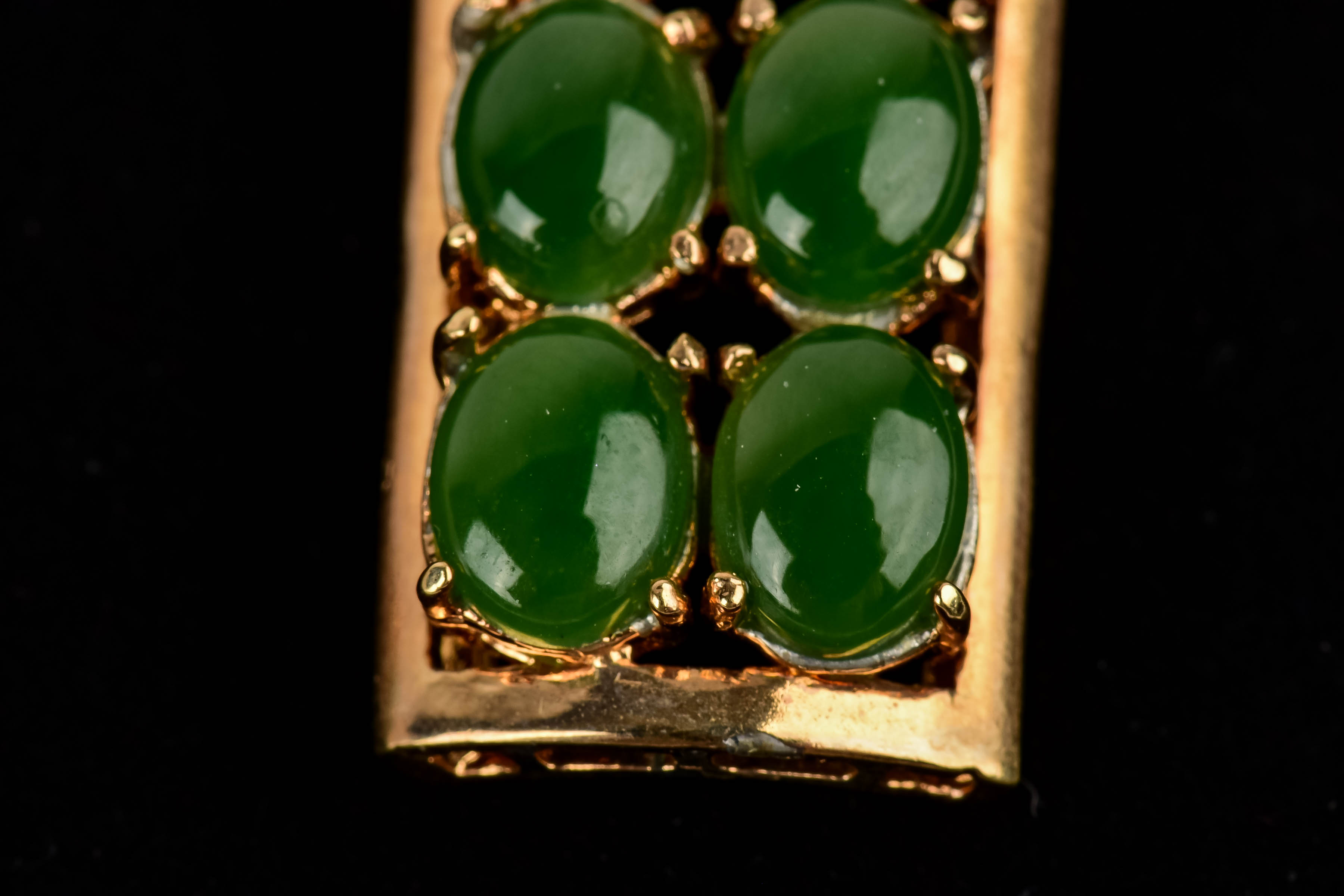 Gold and Jade Pendant and Earring Set