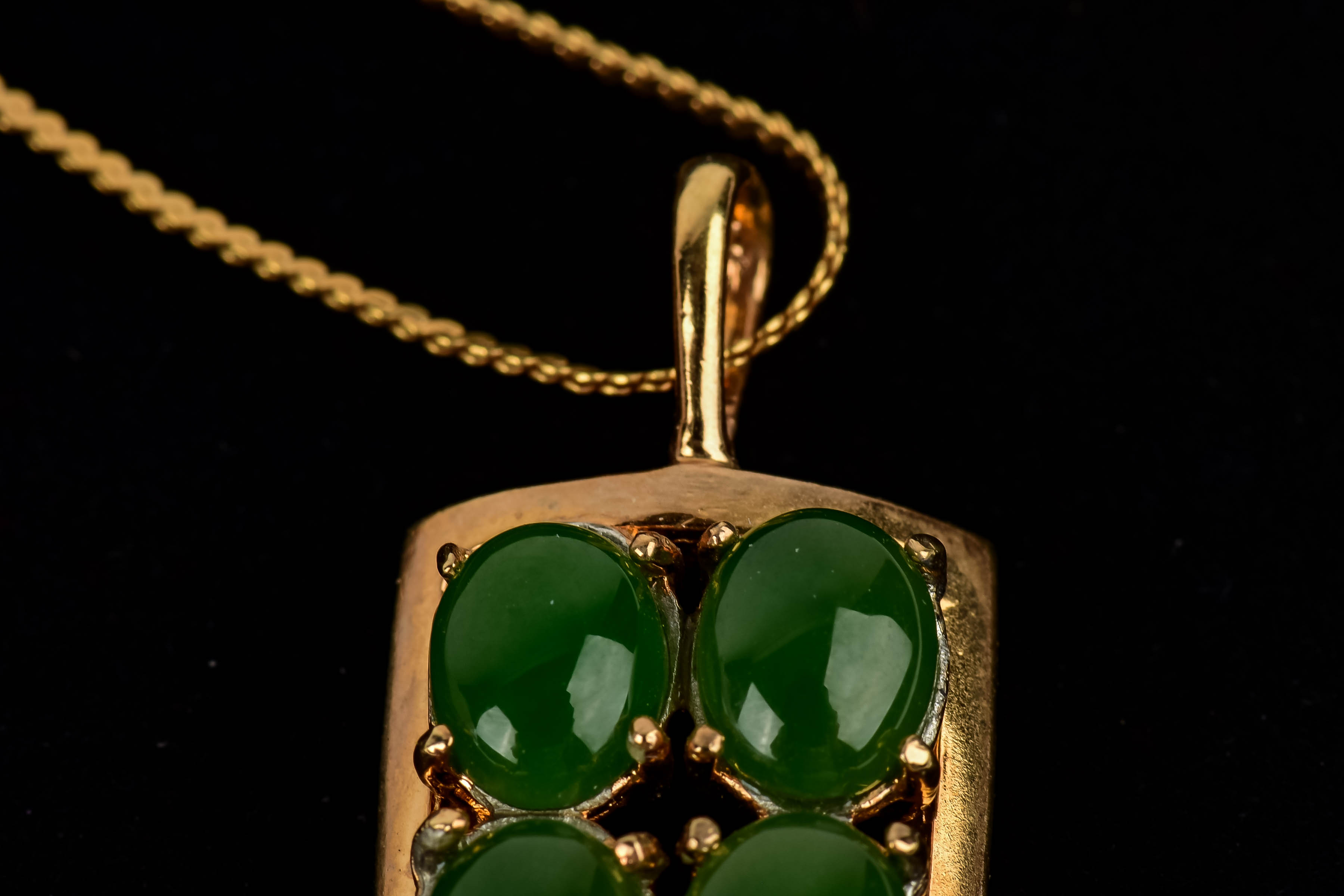 Gold and Jade Pendant and Earring Set