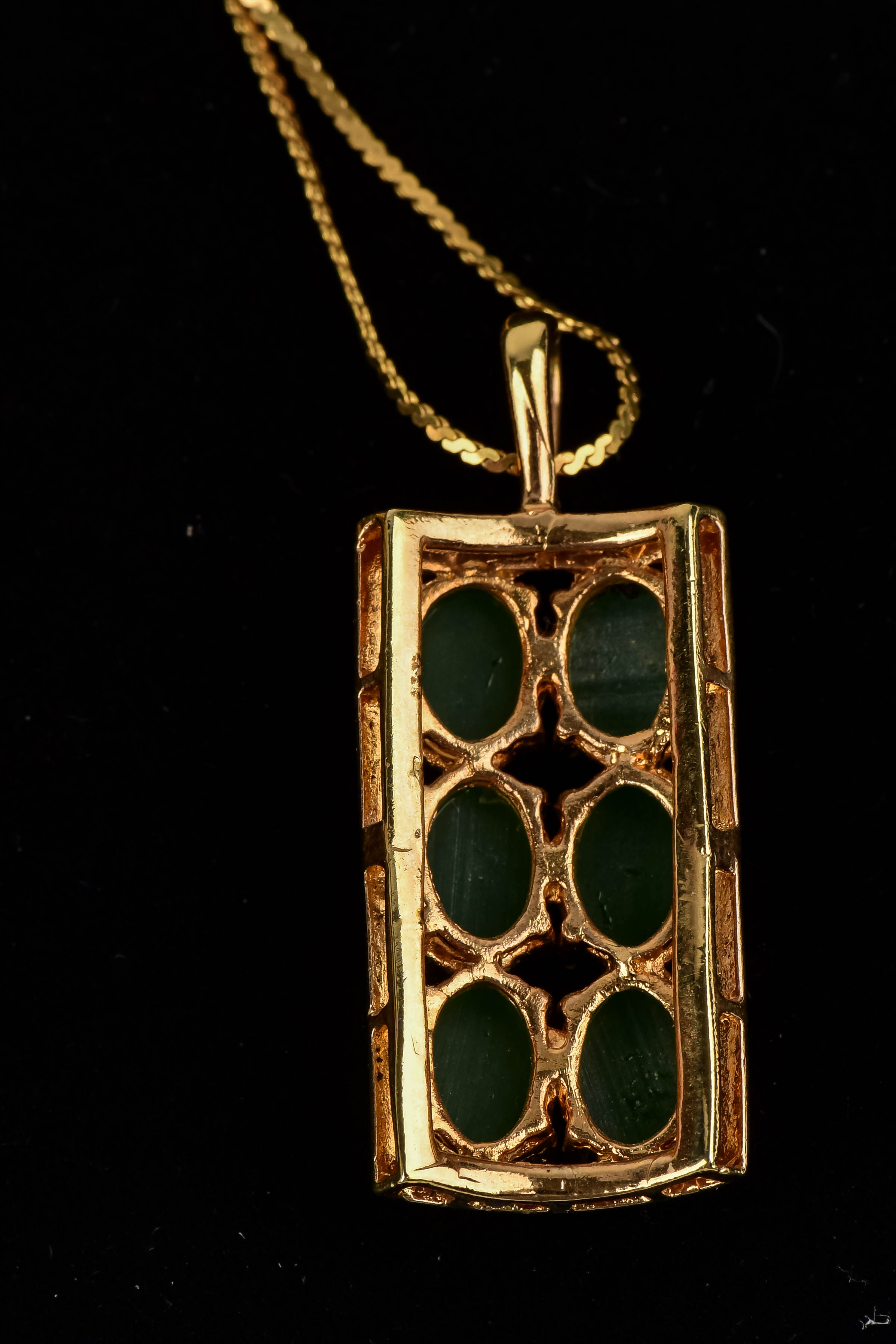 Gold and Jade Pendant and Earring Set