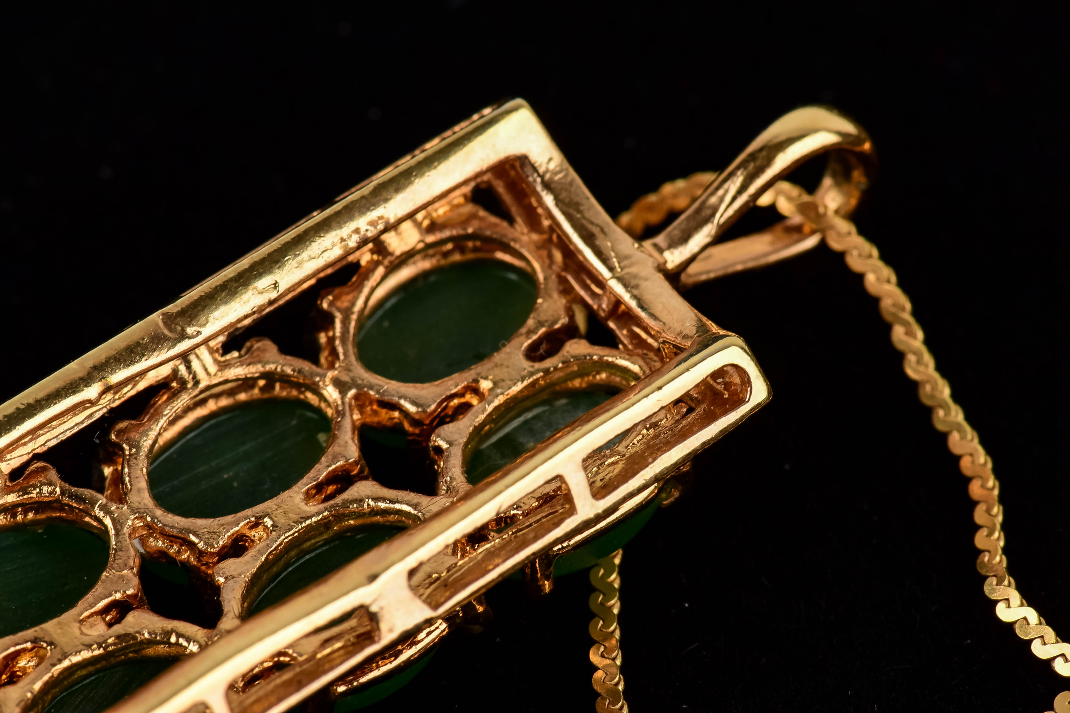 Gold and Jade Pendant and Earring Set