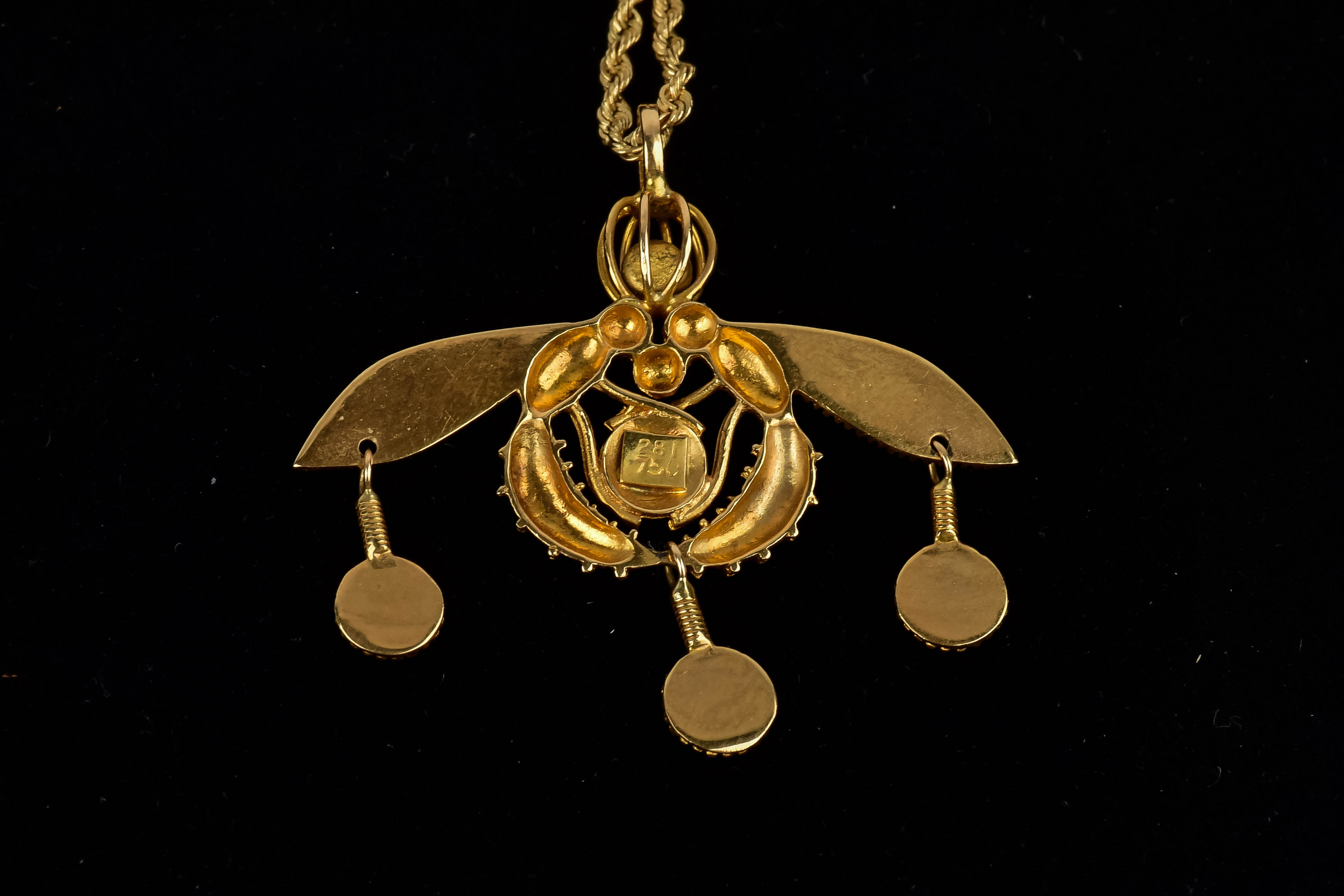 Exotic Gold Pendant and Necklace