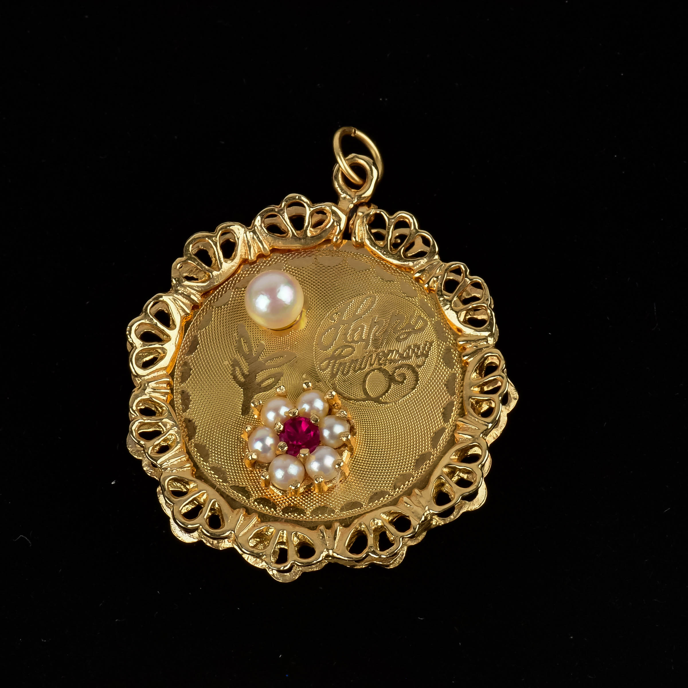Gold, Pearl and Ruby Anniversary Pendant