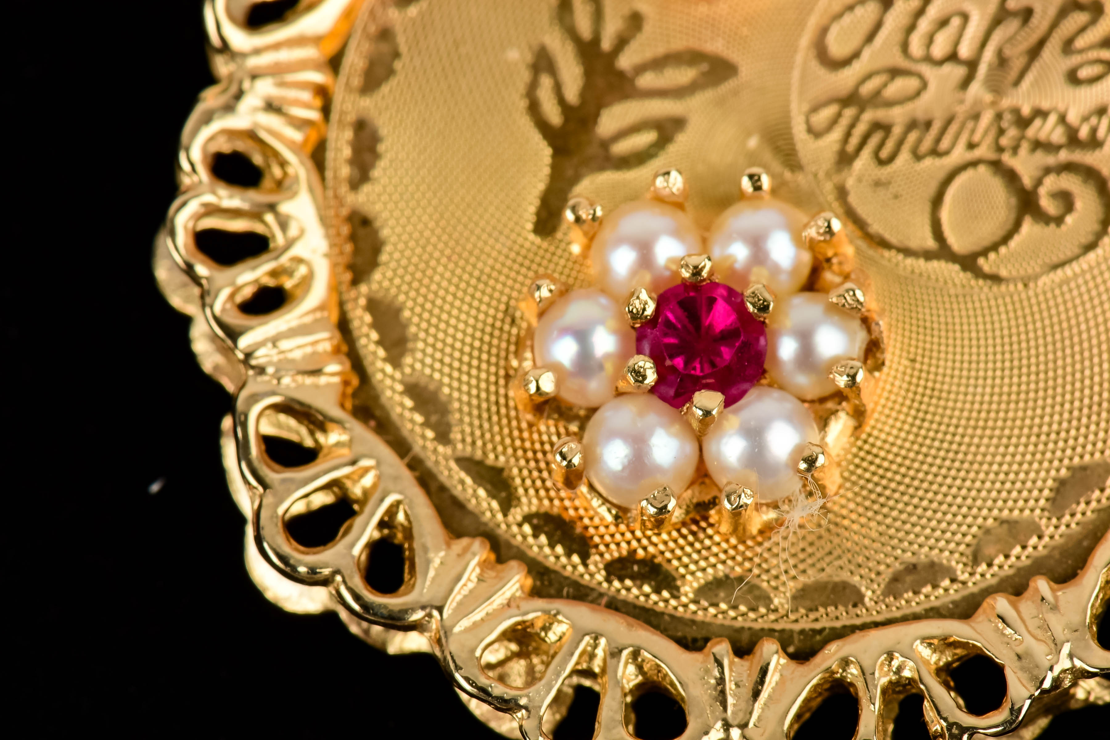 Gold, Pearl and Ruby Anniversary Pendant