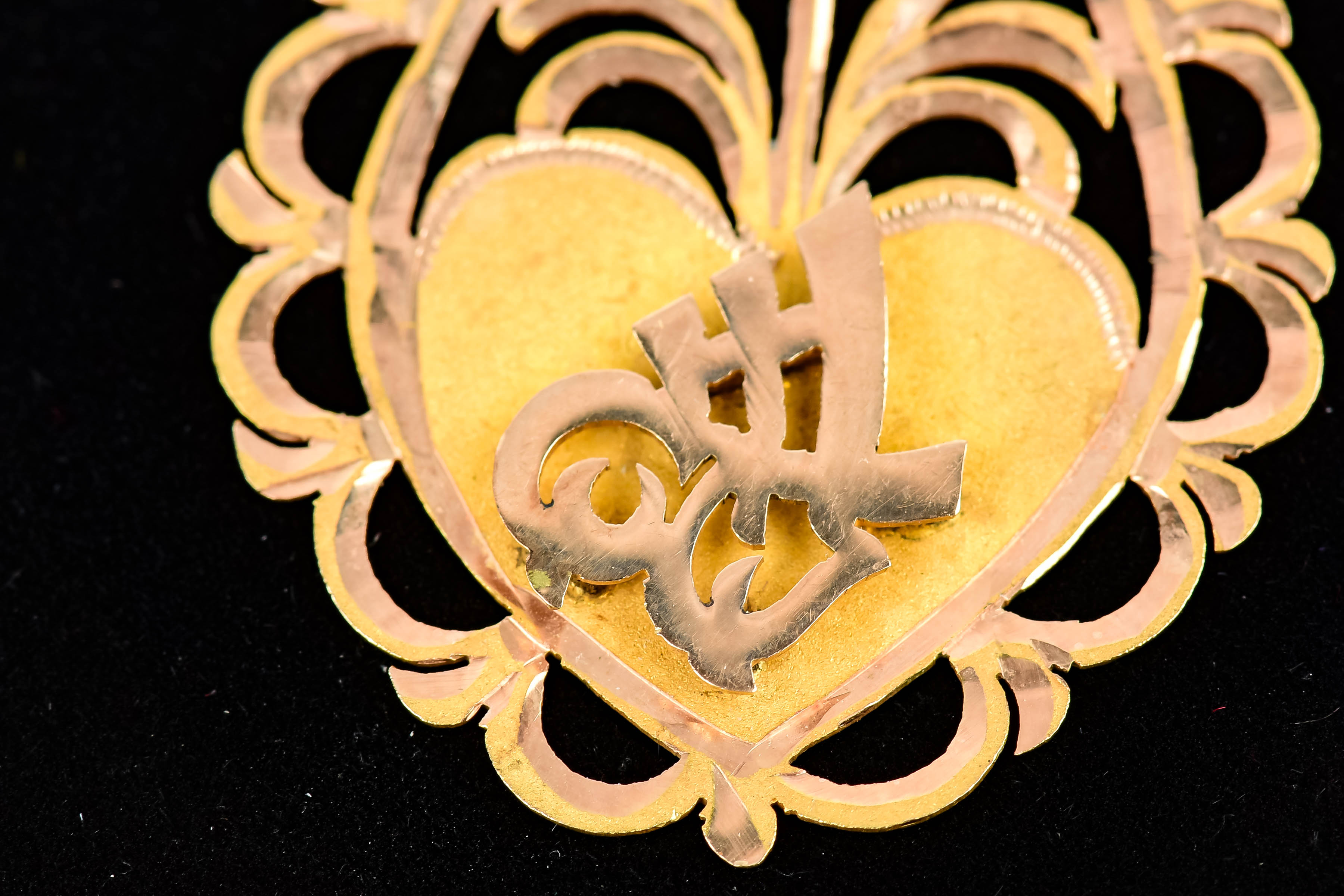 14K Gold Flower and Heart Pendant