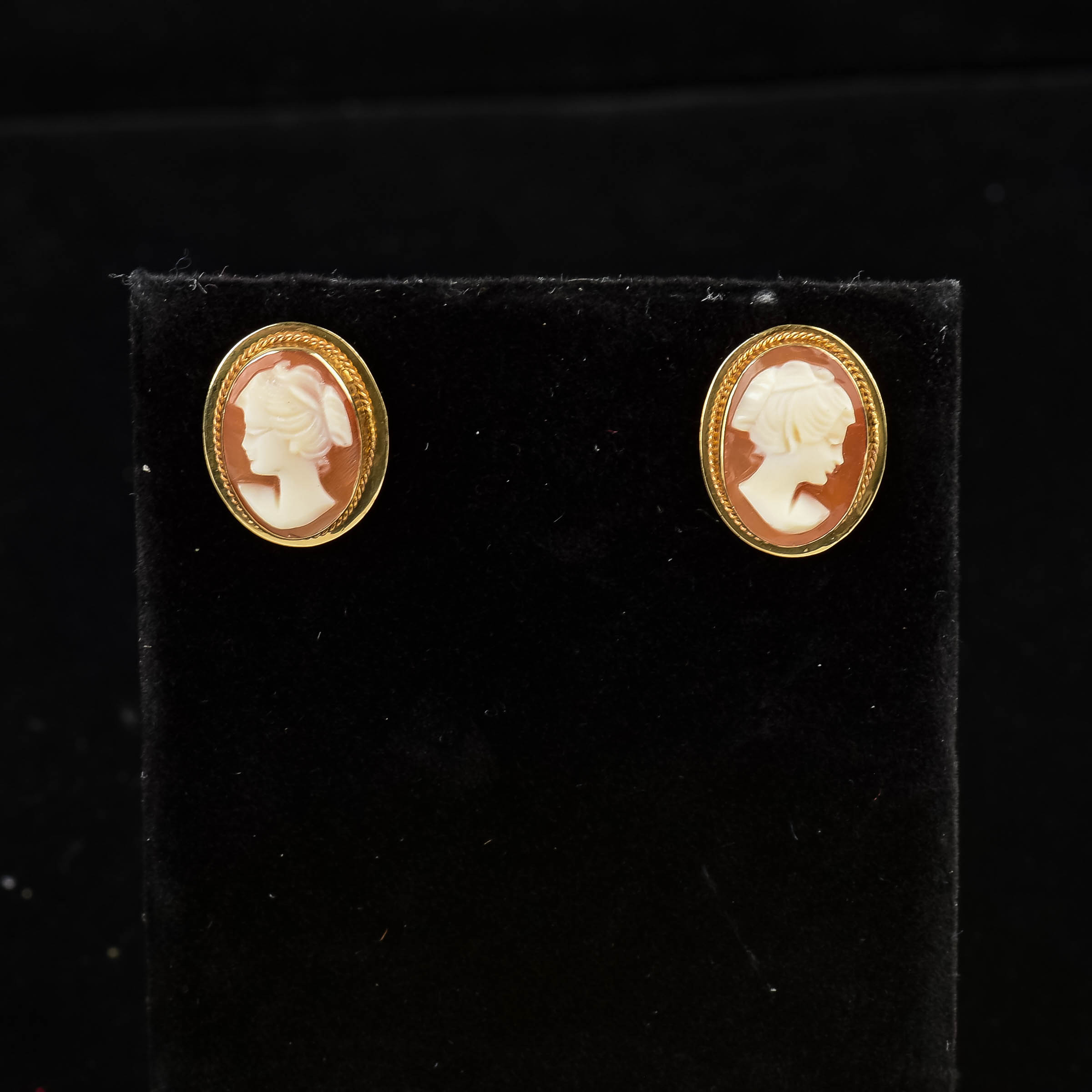 Gold Cameo Earrings
