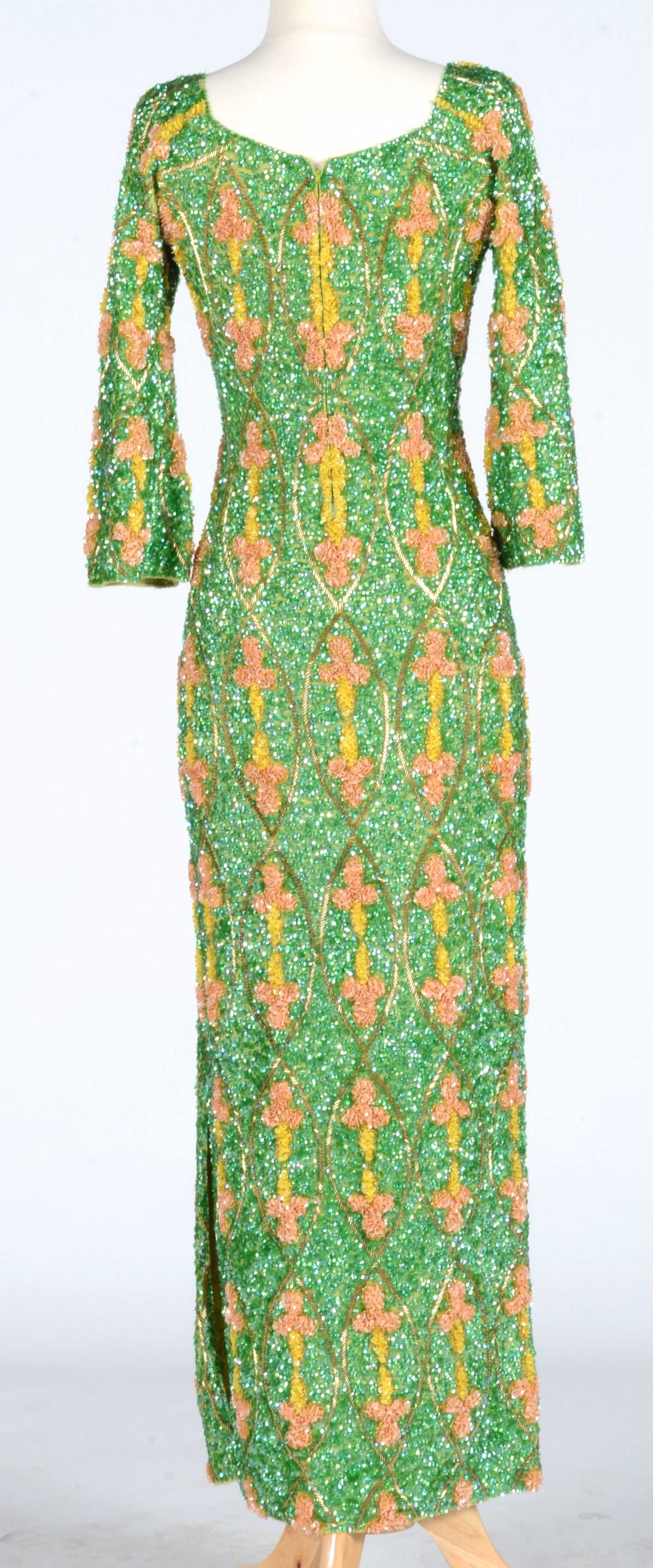 Circa 1960s Sequined and Beaded Evening Gown