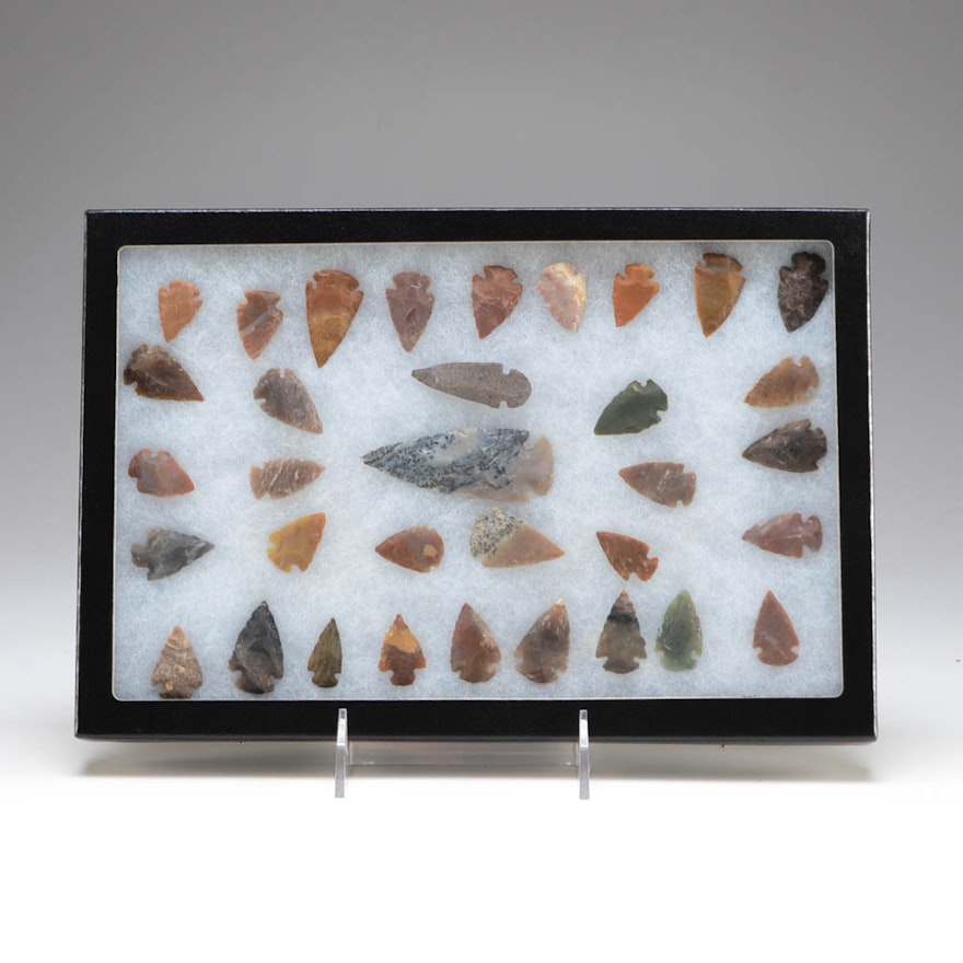 Collection of Thirty-four Various Arrowheads