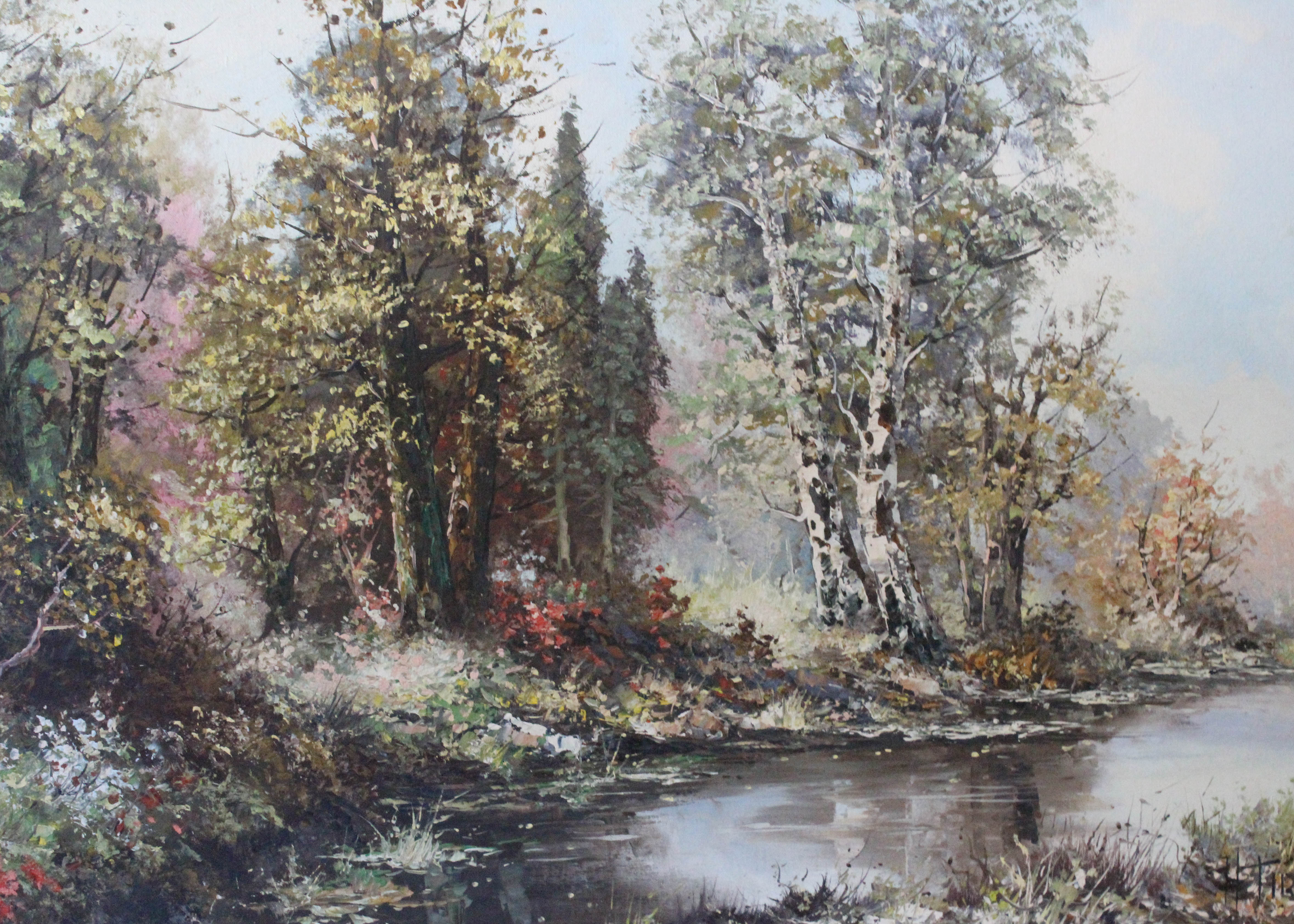 Vintage Framed Oil on Canvas Landscape Attributed to H. Tirolf