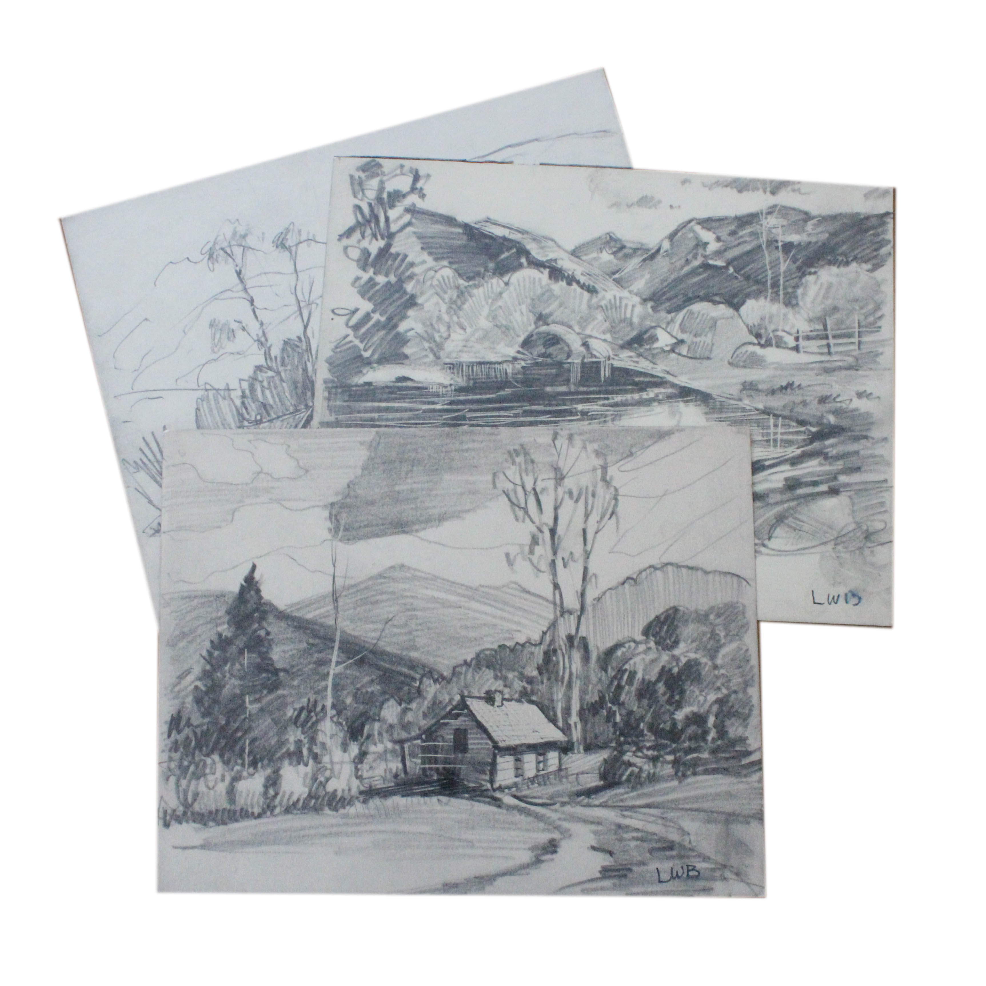 Collection of Charcoal Sketches by Listed Indiana Artist Louis William Bonsib