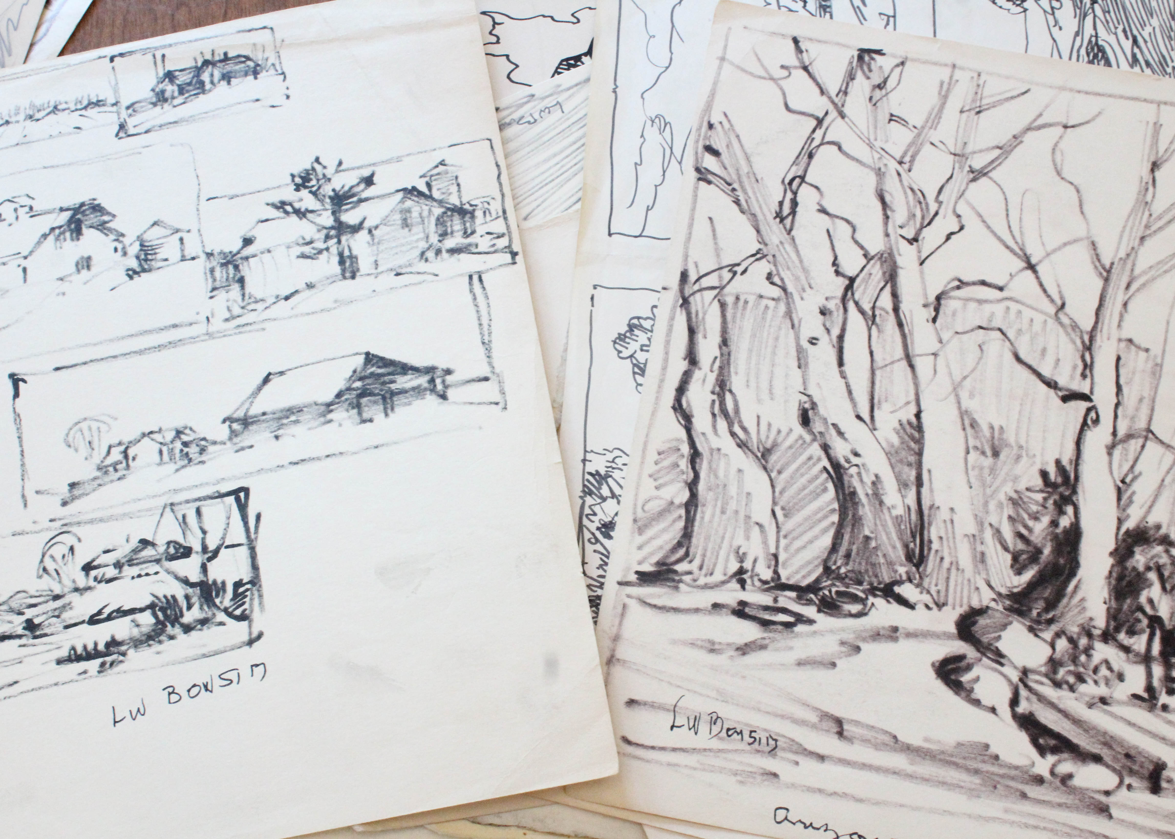 Collection of Sketches and Watercolors by Listed Indiana Artist L.W. Bonsib