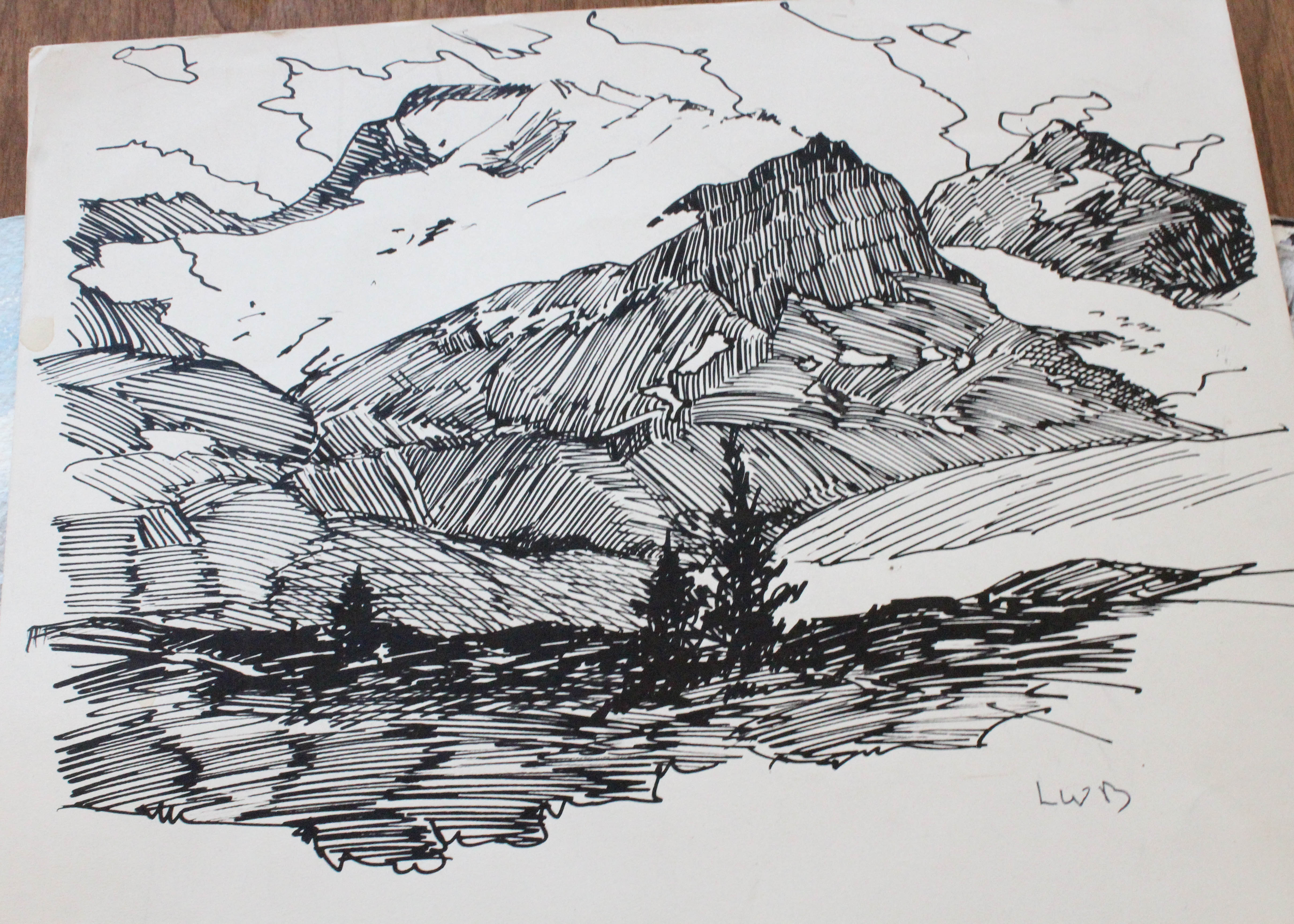 Collection of Sketches and Watercolors by Listed Indiana Artist L.W. Bonsib