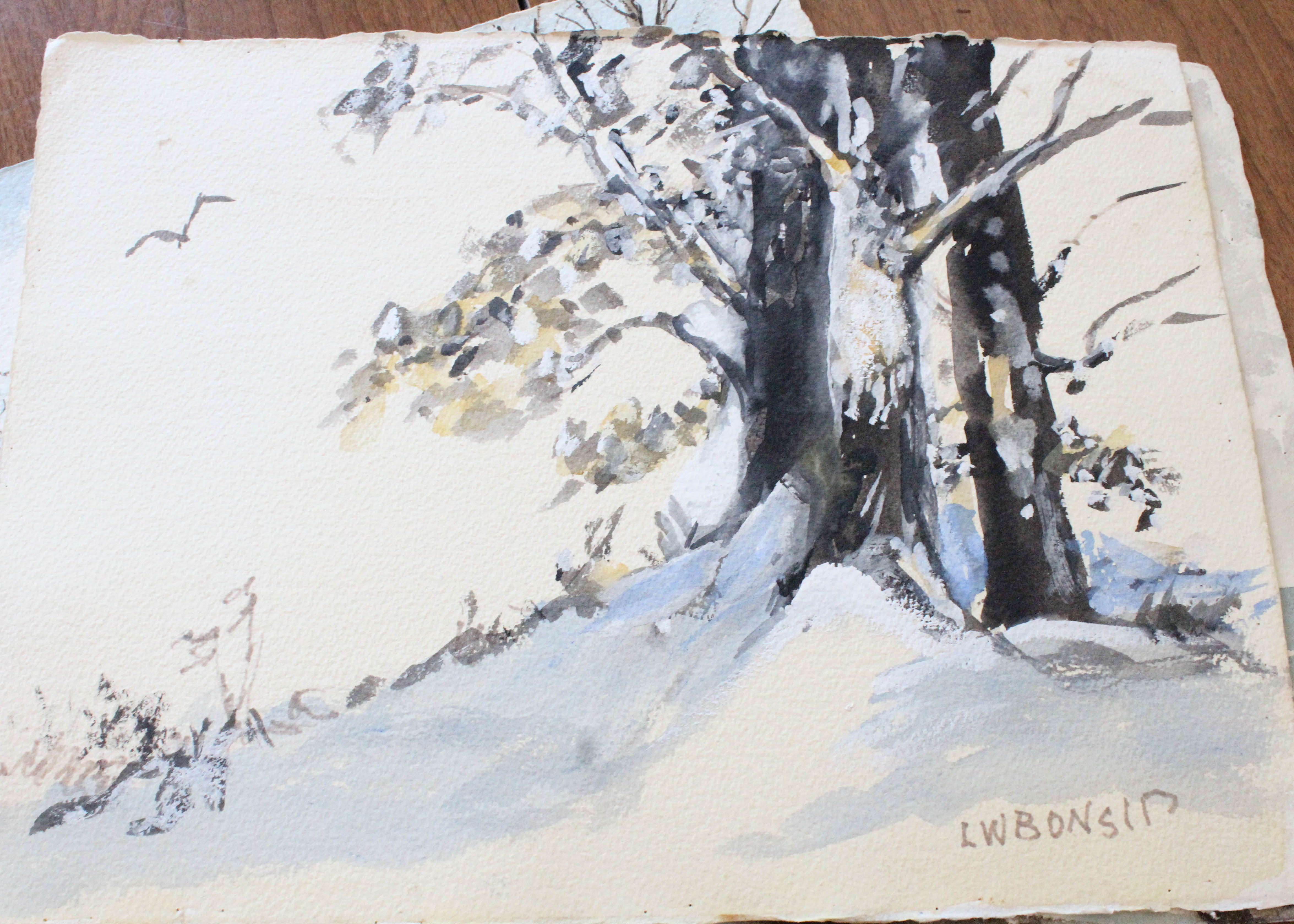 Collection of Sketches and Watercolors by Listed Indiana Artist L.W. Bonsib